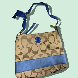 Coach Brown and Blue Shoulder Bag